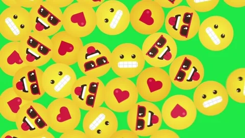 This image shows a group of emoji faces filled with hearts. Stock Footage 306848561