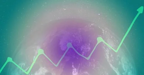 This image shows how data processing can be done with a graph over the globe the Stock Photos