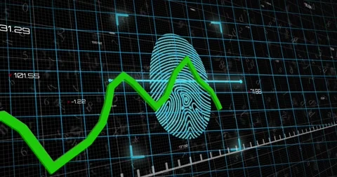 Image shows rising global finances with data security and digital interface. Stock Footage 330658141