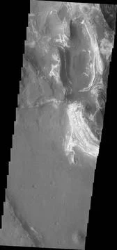 This image shows some of the eroded, layered crater fill material within T... Stock Photos