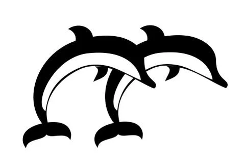 Image of silhouettes of dolphins Stock Illustration