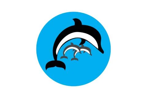 Image of silhouettes of dolphins Stock Illustration