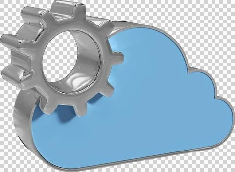 Image of silver computer system settings and blue cloud symbols Stock Illustration