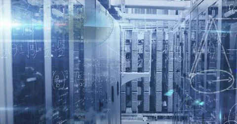 The image simplifies the data processing and digital information flowing through Stockillustratie