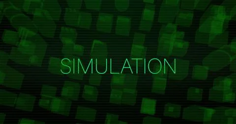 Image of simulation text over city Stock Photos