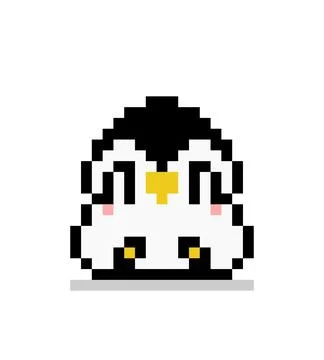 Image of sitting pixel penguin. vector illustration. Stock Illustration