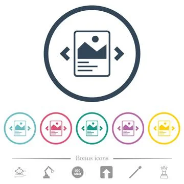 Image slideshow with captions flat color icons in round outlines Stockillustratie