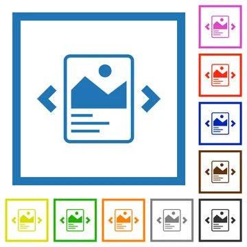 Image slideshow with captions flat framed icons Stockillustratie