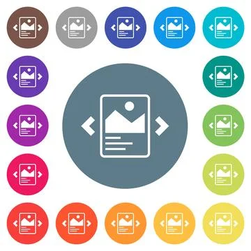 Image slideshow with captions flat white icons on round color backgrounds Stockillustratie