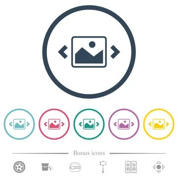Image slideshow flat color icons in round outlines Stockillustratie