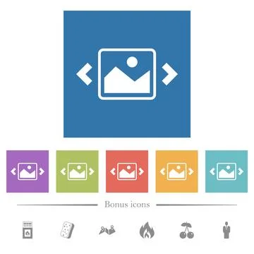 Image slideshow flat white icons in square backgrounds Stockillustratie
