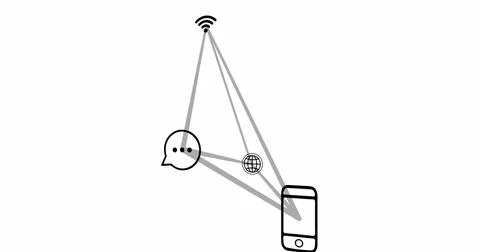 Image of smartphone and connections with tech icons on white background Stock Illustration