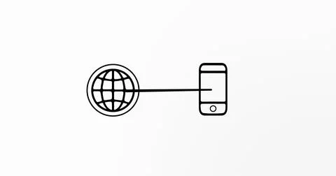 Image of smartphone and connections with tech icons on white background Stock Illustration