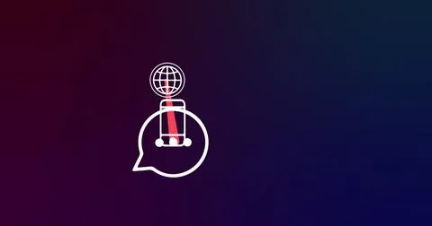 Image of smartphone and connections with tech icons on navy background Stock Illustration