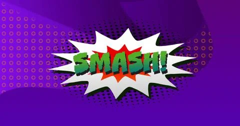 Image of smash text over retro vibrant pattern background Stock Photos