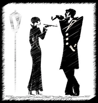 Image of smoking couple Stock Illustration