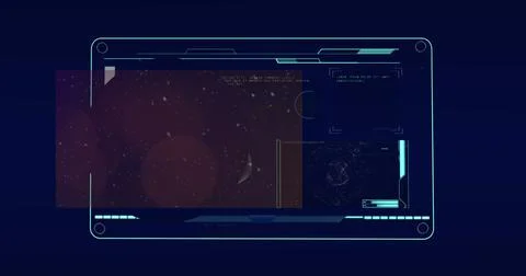 Image of snow falling and light spots over data processing on black background 스톡 일러스트