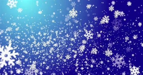 Image of snow falling on blue background Stock Illustration
