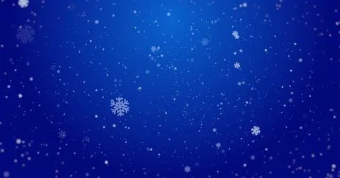 Image of snow falling on blue background Stock Illustration