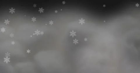 Image of snow falling on grey clouds Illustrazione stock