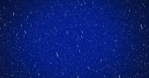 Image of snow falling over blue background Stock Illustration
