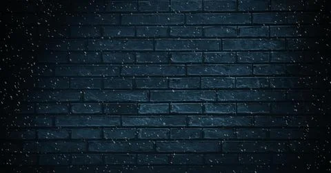 Image of snow falling over brick background Stock Illustration