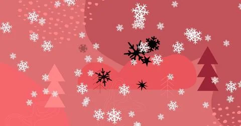 Image of snow falling over christmas decoration and pattern Stock Illustration
