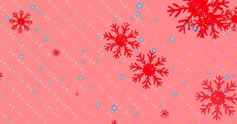 Image of snow falling over christmas decoration and pattern Stock Illustration