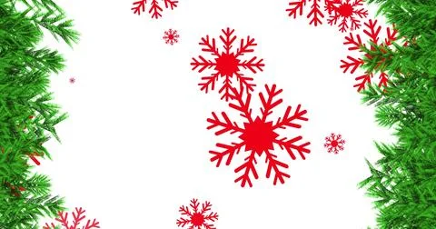 Image of snow falling over christmas trees Illustrazione stock