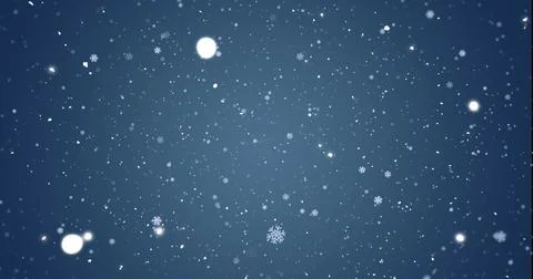 Image of snow flakes falling on blue background Stock Illustration