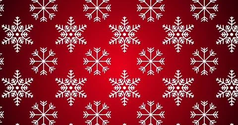 Image of snowflakes icons in seamless pattern against red background イラスト素材