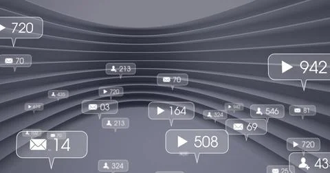 Image of social media data processing over abstract pattern Foto stock