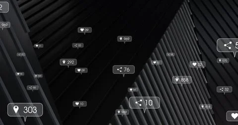 Image of social media data processing over cityscape 스톡 사진