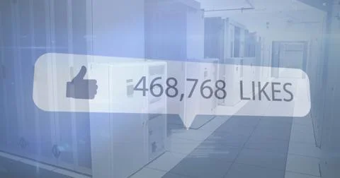 Image of social media data processing over computer servers Stock Photos