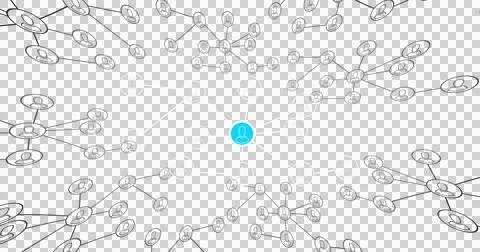 Image of social network structure with people icons over transparent background Ilustração Stock