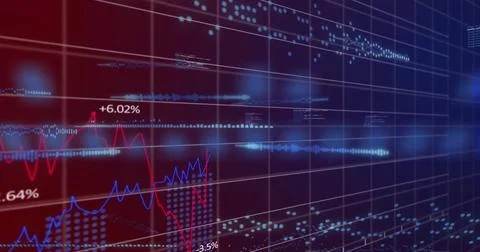 Image of soundwaves with programming language and multiple graphs on grid Foto stock