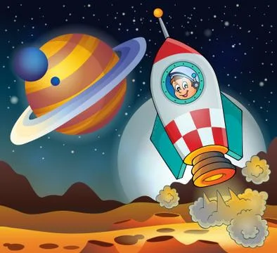 Image with space theme - illustration. Stock Illustration