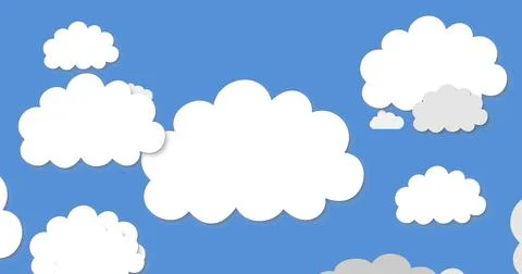 Image of spaceship rocket taking off with cut outs of white clouds Stock Illustration