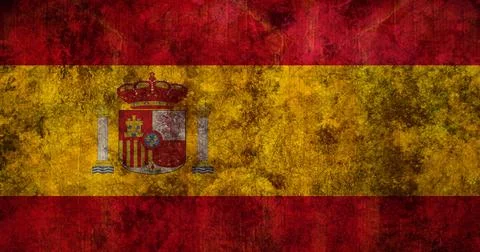 Image of Spanish flag with distressed pattern moving in repetition in seamless Stock Photos