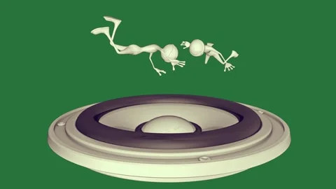 An image of a speaker with green background and two speakers on top it people Video stock 336890159