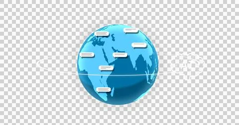 Image of speech bubbles and brain with ai text over globe on transparent Ilustração Stock