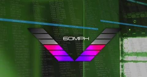 Image of speed gauge and data processing over computer servers Stock Photos