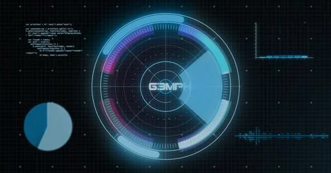 Image of speedometer, digital data processing and scope scanning イラスト素材