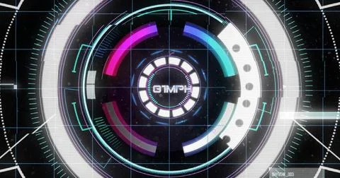 Image of speedometer, digital data processing and scope scanning 스톡 일러스트