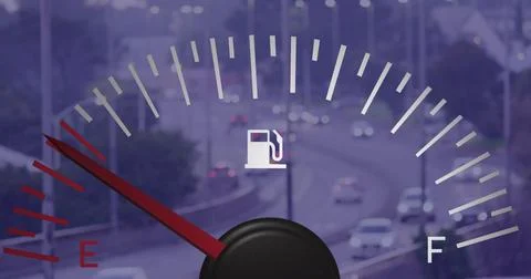 Image of speedometer over street Stock Illustration