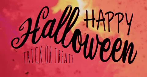 Image of spider icon and happy halloween text over red shapes Ilustração Stock