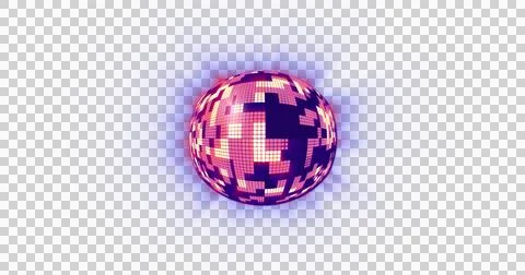 Image of spinning disco ball with glowing squares on white background Stock Illustration