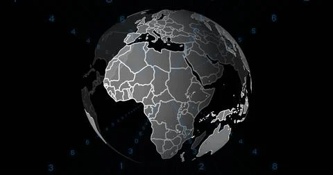 Image of spinning globe over binary coding イラスト素材