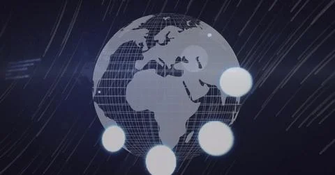 Image of spots flickering and data processing over globe Stock Illustration