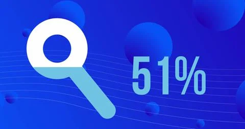 Image of spots moving and percents with icon over blue background Ilustração Stock